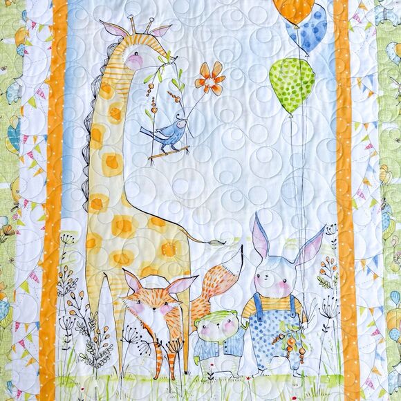 Handmade Baby Quilt – Cori Dantini Hello World Animals Crib Nursery Blanket - Picture 3 of 11